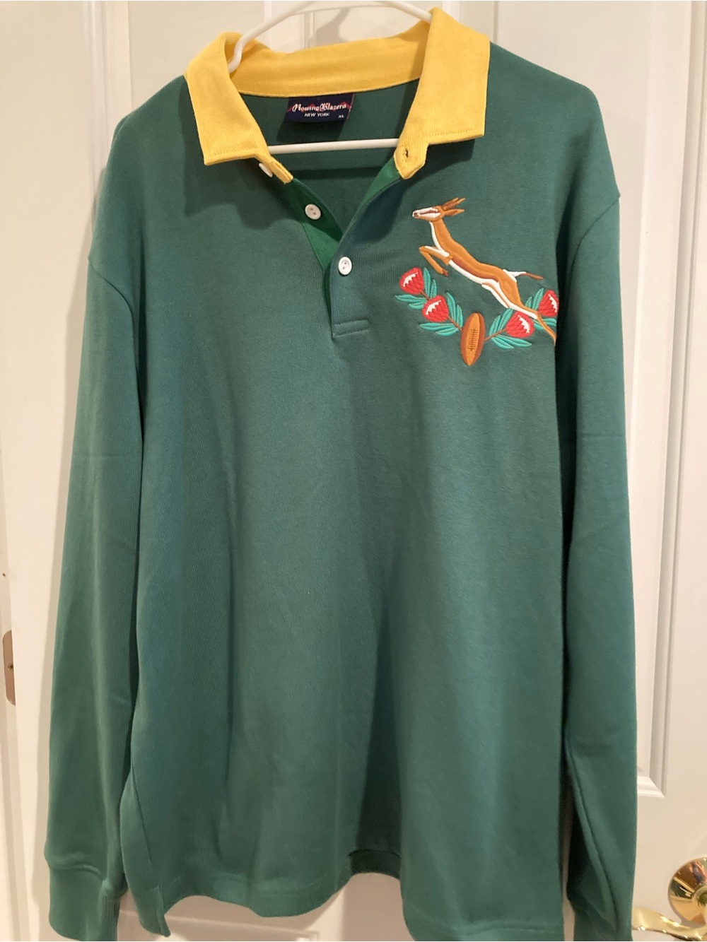 South Africa Springboks Rugby Long Sleeve Polo Rowing Blazers Retro 90s XL